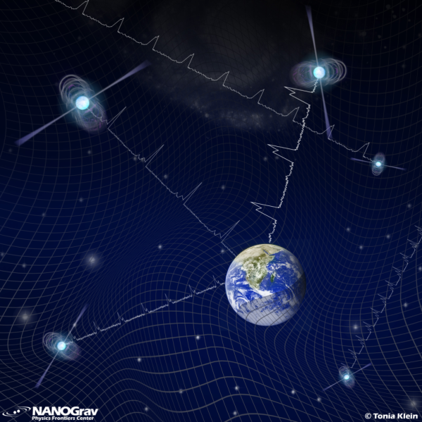 Earth and warped spacetime with signals from 3 pulsars